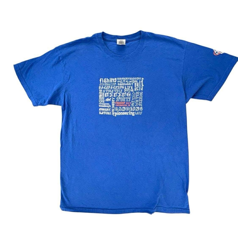 Vintage‎ Gildan Troop 317 T Shirt Mens Large Boy Scouts Outdoor Activities Blue